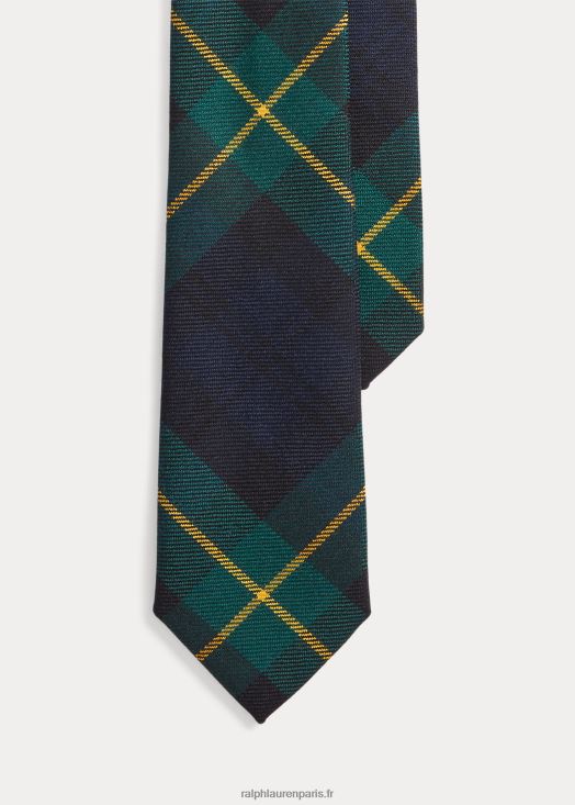 cravate en laine à carreaux 46T60T2272 Hommes Ralph Lauren bleu marine/vert/jaune