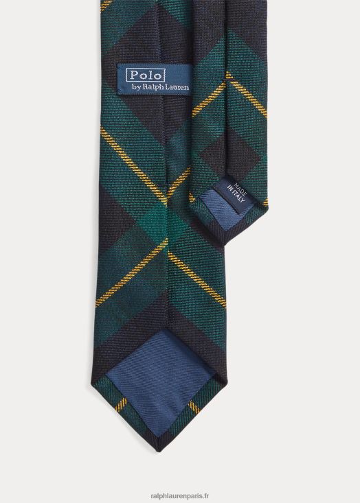 cravate en laine à carreaux 46T60T2272 Hommes Ralph Lauren bleu marine/vert/jaune