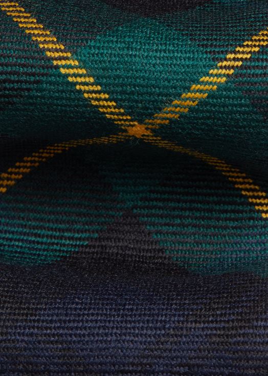 cravate en laine à carreaux 46T60T2272 Hommes Ralph Lauren bleu marine/vert/jaune