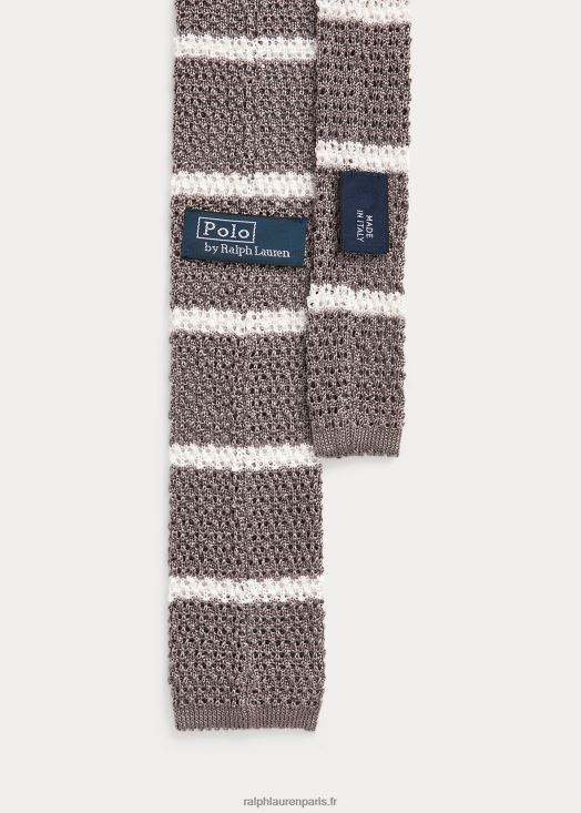 cravate en laine à rayures 46T60T8752 Hommes Ralph Lauren gris blanc