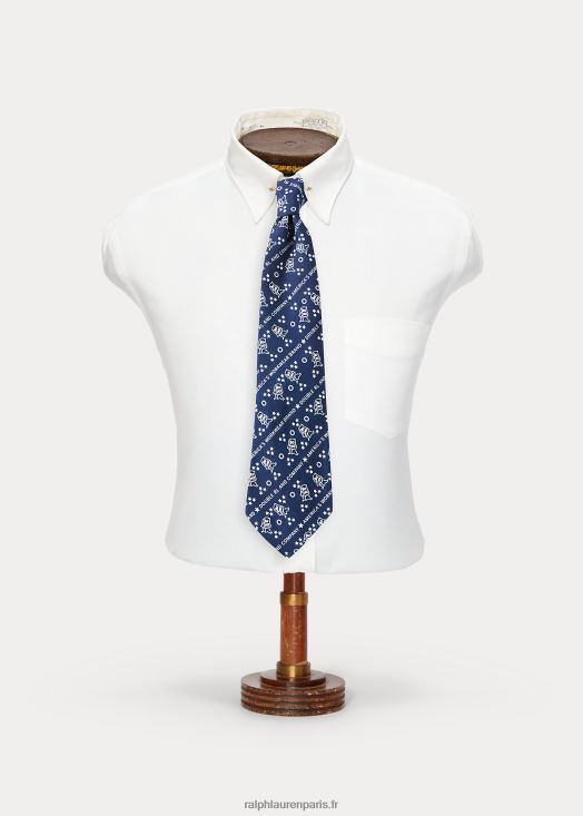 cravate en lin à logo imprimé 46T60T8835 Hommes Ralph Lauren indigo foncé