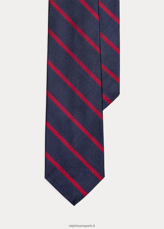 cravate en reps de soie à rayures 46T60T2267 Hommes Ralph Lauren marine/rouge