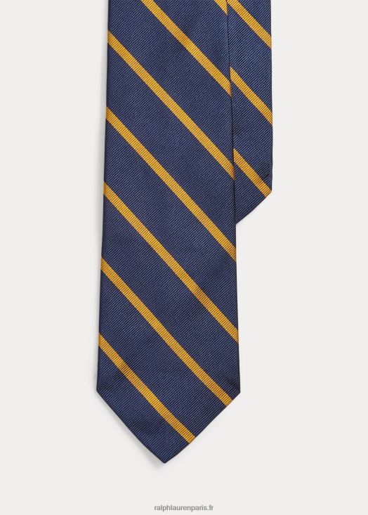 cravate en reps de soie à rayures 46T60T2271 Hommes Ralph Lauren marine/or