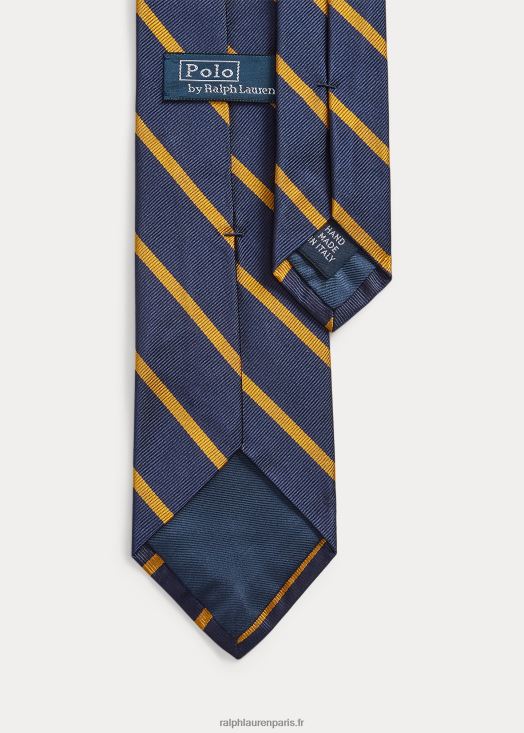 cravate en reps de soie à rayures 46T60T2271 Hommes Ralph Lauren marine/or