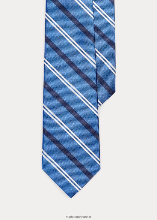 cravate en reps de soie à rayures 46T60T2509 Hommes Ralph Lauren bleu