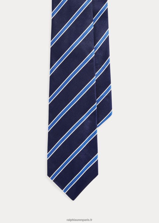 cravate en reps de soie à rayures 46T60T2675 Hommes Ralph Lauren bleu marine
