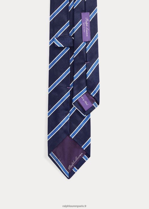 cravate en reps de soie à rayures 46T60T2675 Hommes Ralph Lauren bleu marine