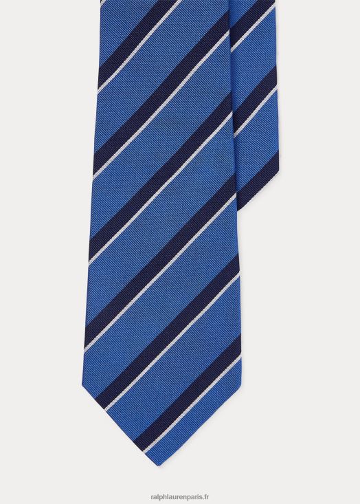 cravate en reps de soie à rayures 46T60T2676 Hommes Ralph Lauren bleu marine