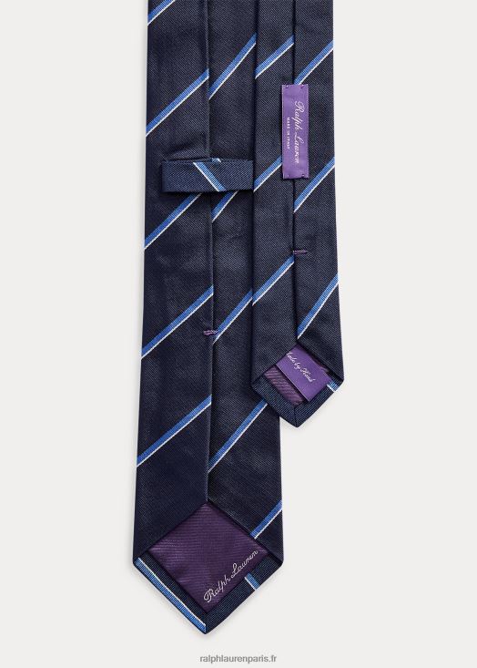 cravate en reps de soie à rayures 46T60T2677 Hommes Ralph Lauren bleu marine