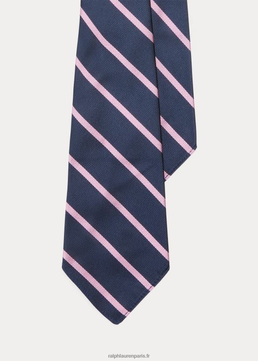 cravate en reps de soie à rayures d'inspiration vintage 46T60T2413 Hommes Ralph Lauren marine/rose