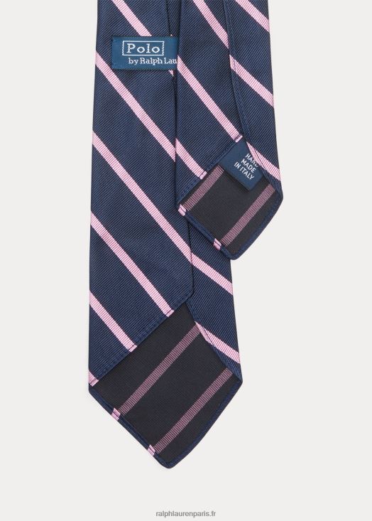 cravate en reps de soie à rayures d'inspiration vintage 46T60T2413 Hommes Ralph Lauren marine/rose