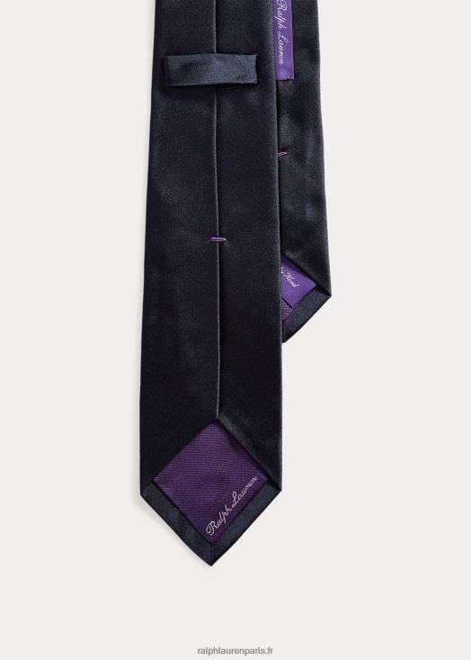 cravate en satin de soie 46T60T9029 Hommes Ralph Lauren bleu marine foncé