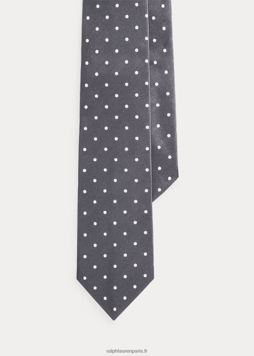 cravate en satin de soie à pois 46T60T2685 Hommes Ralph Lauren gris foncé