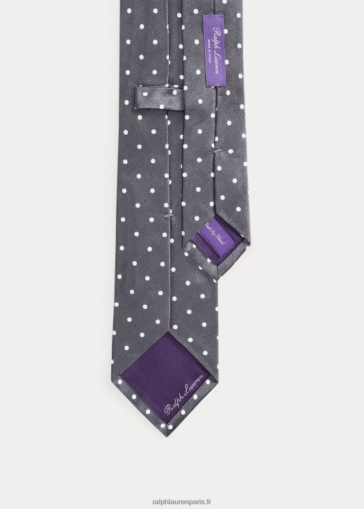 cravate en satin de soie à pois 46T60T2685 Hommes Ralph Lauren gris foncé
