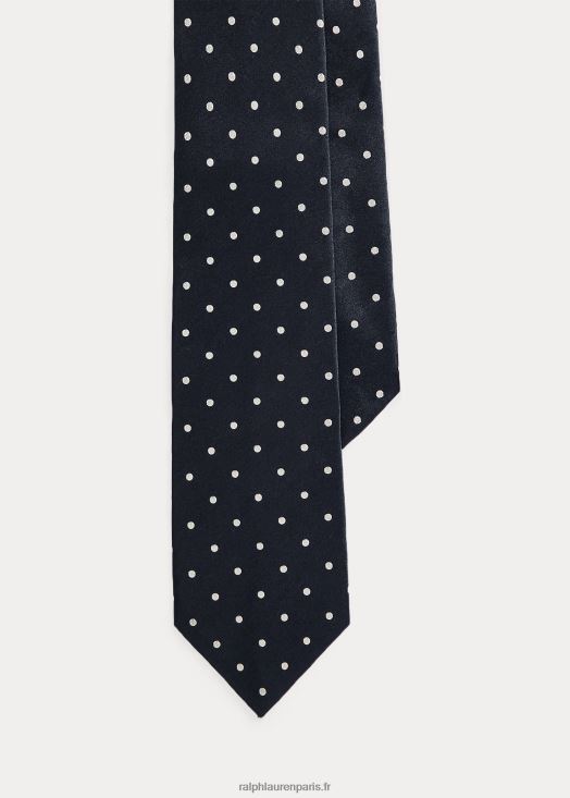 cravate en satin de soie à pois 46T60T2686 Hommes Ralph Lauren bleu marine foncé