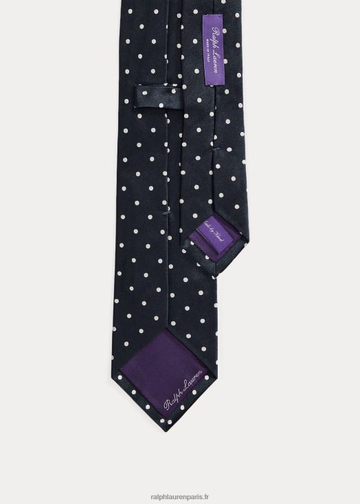cravate en satin de soie à pois 46T60T2686 Hommes Ralph Lauren bleu marine foncé