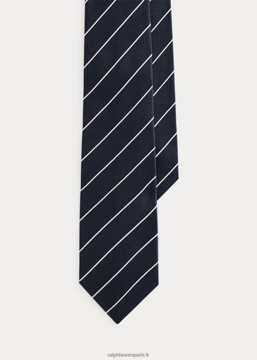 cravate en satin de soie à rayures 46T60T9026 Hommes Ralph Lauren bleu marine foncé