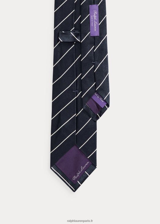 cravate en satin de soie à rayures 46T60T9026 Hommes Ralph Lauren bleu marine foncé
