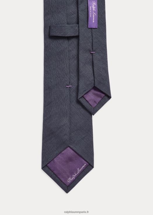 cravate en sergé de soie et de lin 46T60T8941 Hommes Ralph Lauren marine