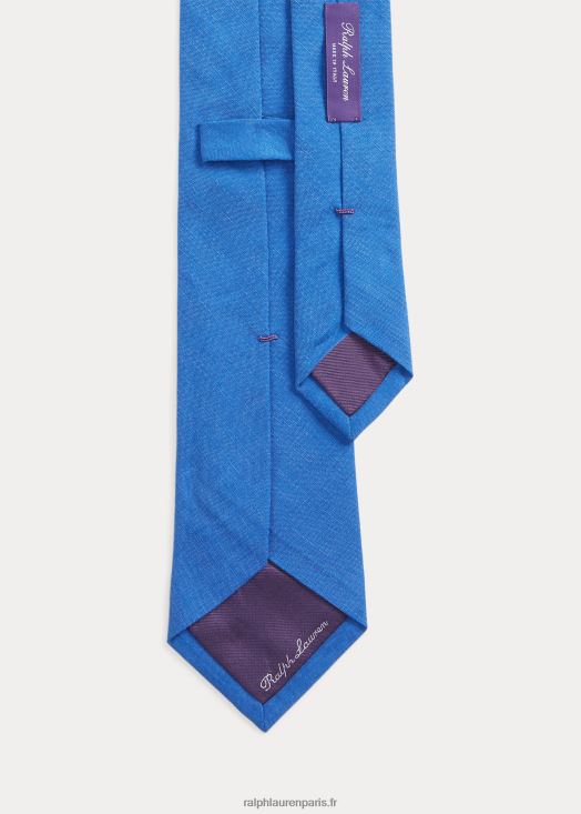 cravate en sergé de soie et de lin 46T60T8942 Hommes Ralph Lauren bleu copen classique