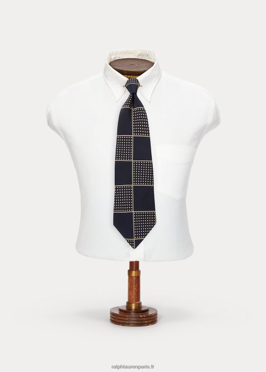 cravate en soie à carreaux fait main 46T60T8833 Hommes Ralph Lauren marine/blanc cassé