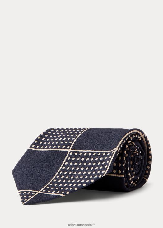 cravate en soie à carreaux fait main 46T60T8833 Hommes Ralph Lauren marine/blanc cassé