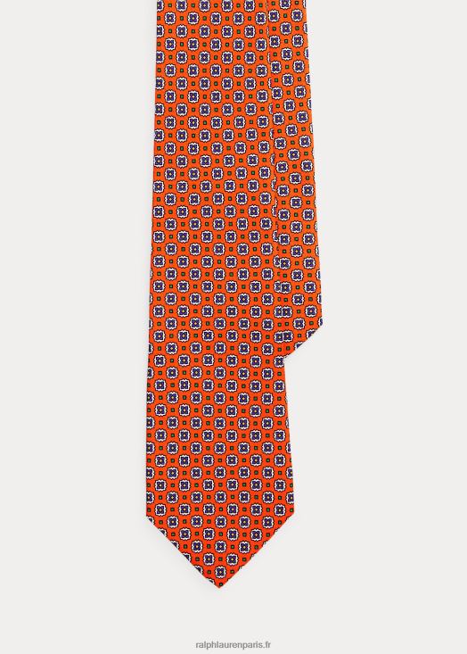 cravate en soie imprimée 46T60T2402 Hommes Ralph Lauren orange