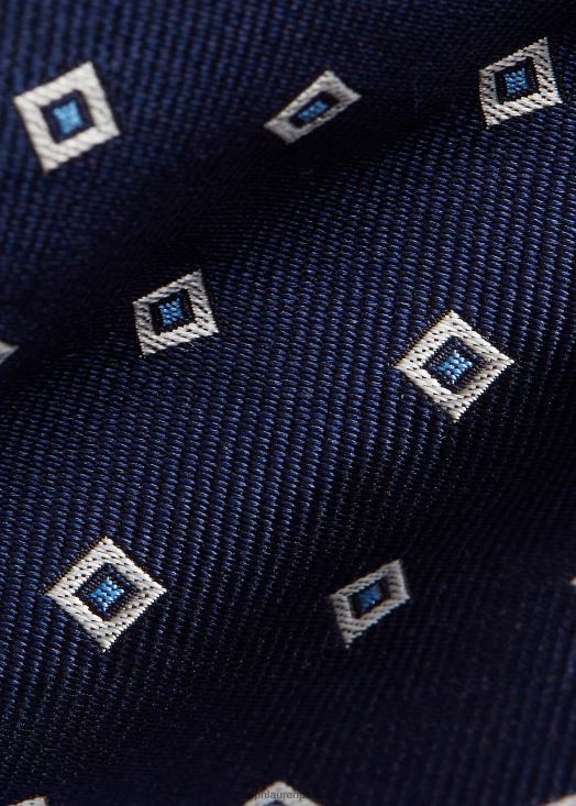 cravate en soie à motif carré 46T60T2520 Hommes Ralph Lauren marine