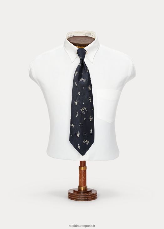 cravate en soie à motif musical faite main 46T60T8842 Hommes Ralph Lauren marine