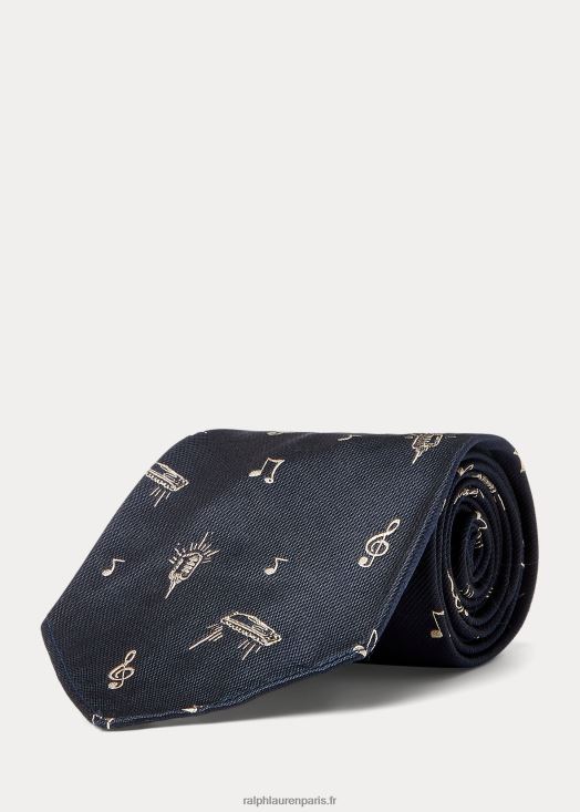 cravate en soie à motif musical faite main 46T60T8842 Hommes Ralph Lauren marine