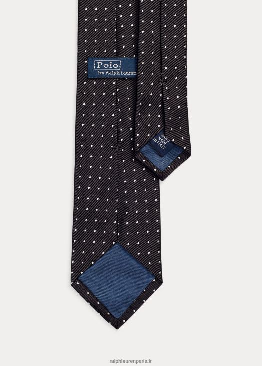 cravate en soie à pois 46T60T2273 Hommes Ralph Lauren noir blanc