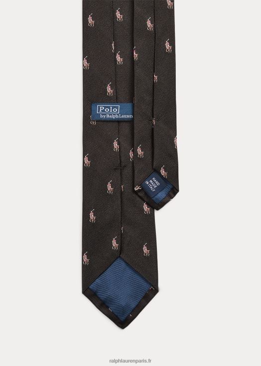 cravate en soie poney polo 46T60T2258 Hommes Ralph Lauren noir
