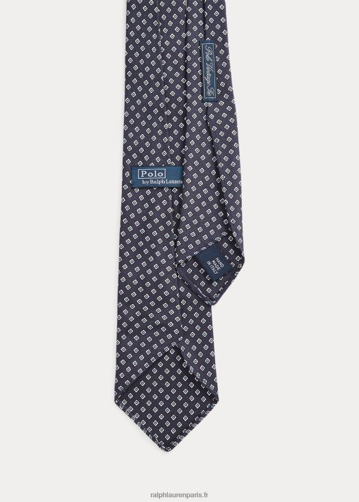 cravate en soie soignée d'inspiration vintage 46T60T2506 Hommes Ralph Lauren marine