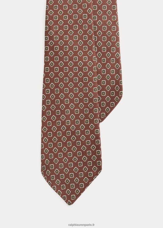 cravate en soie soignée d'inspiration vintage 46T60T2518 Hommes Ralph Lauren brun