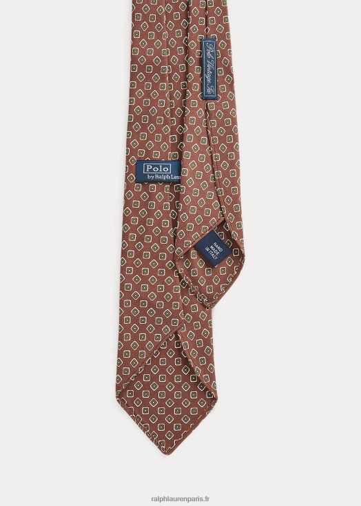 cravate en soie soignée d'inspiration vintage 46T60T2518 Hommes Ralph Lauren brun