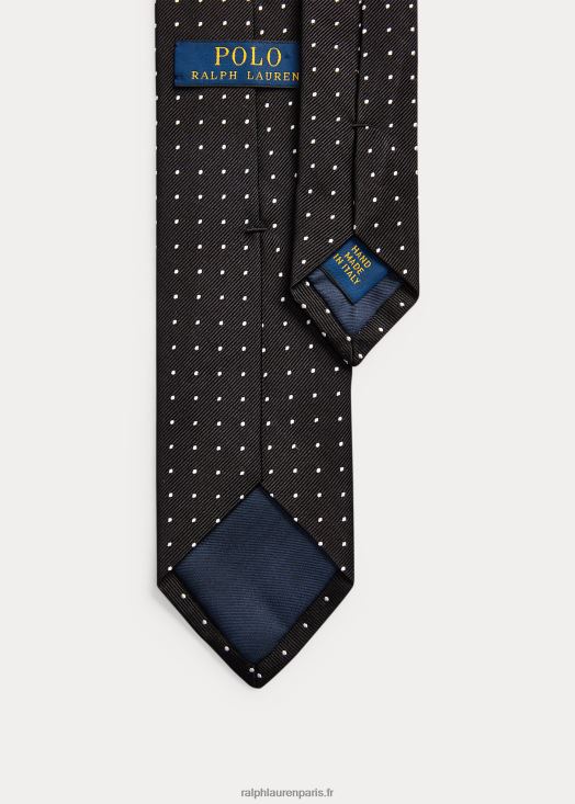 cravate étroite en rep de soie à pois 46T60T8796 Hommes Ralph Lauren noir blanc