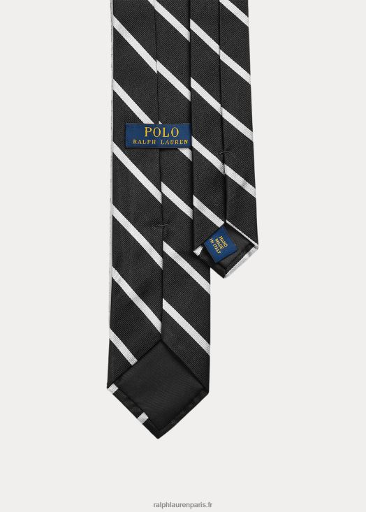 cravate étroite en rep de soie à rayures 46T60T8795 Hommes Ralph Lauren noir blanc