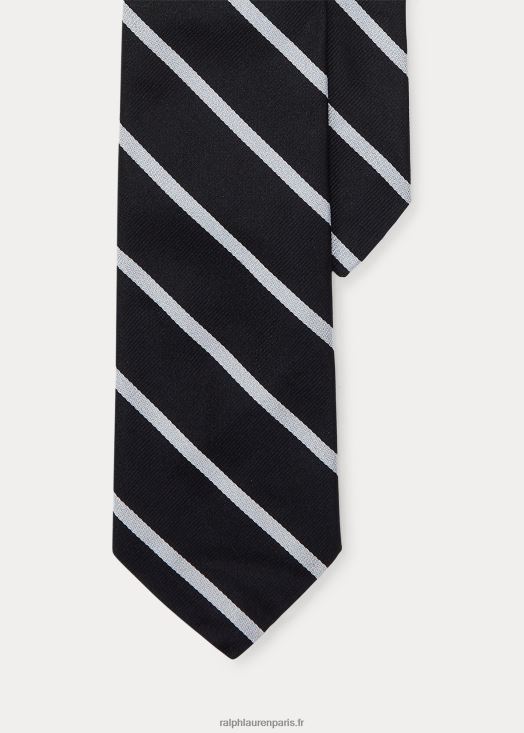 cravate étroite en rep de soie à rayures 46T60T8795 Hommes Ralph Lauren noir blanc