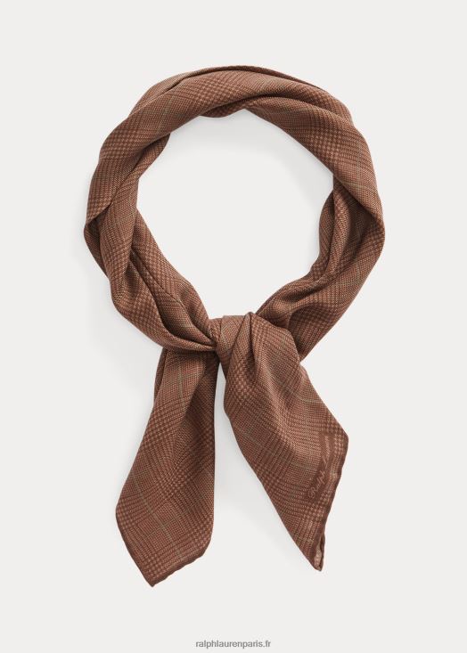 foulard en cachemire et soie Prince de Galles 46T60T8934 Hommes Ralph Lauren marron/sauge