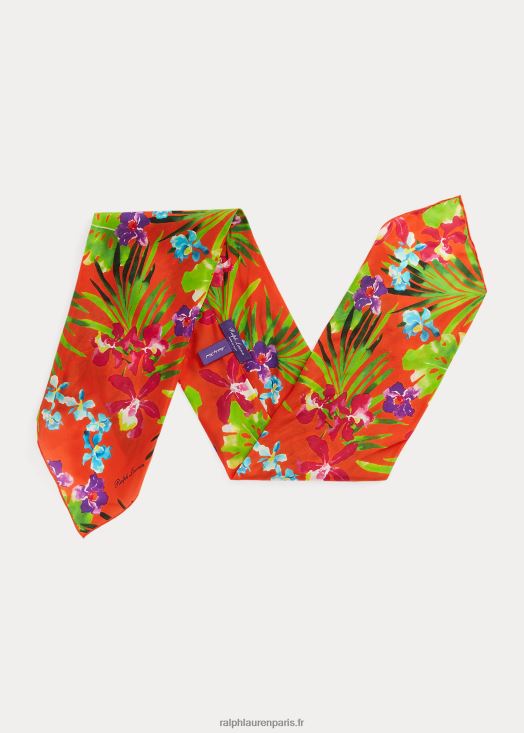 foulard en soie à fleurs 46T60T8940 Hommes Ralph Lauren orange