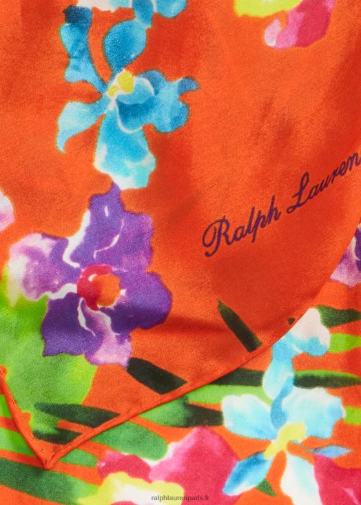 foulard en soie à fleurs 46T60T8940 Hommes Ralph Lauren orange