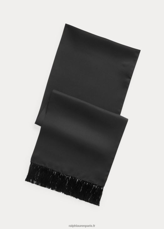 foulard en sergé de soie à franges 46T60T9021 Hommes Ralph Lauren noir