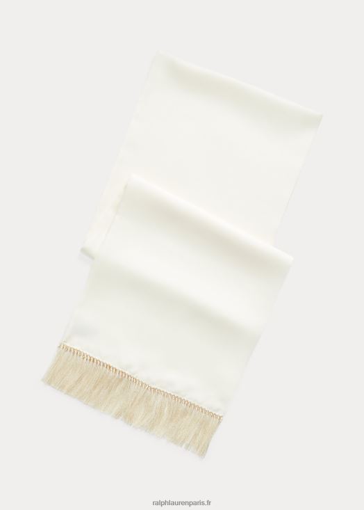 foulard en sergé de soie à franges 46T60T9022 Hommes Ralph Lauren crème de parchemin