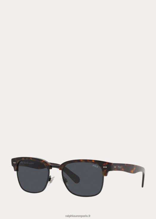 lunettes de soleil carrées académie 46T60T9061 Hommes Ralph Lauren havane foncé brillant