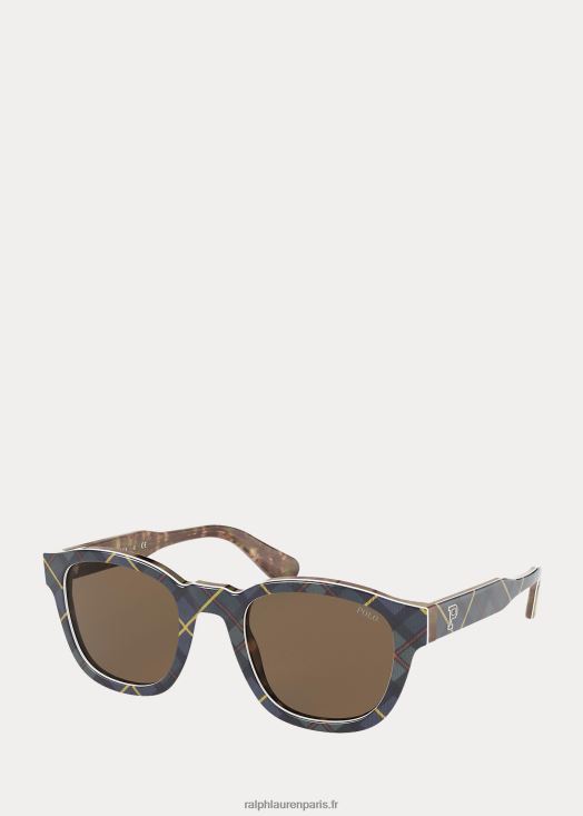 lunettes de soleil collégiales tartan 46T60T2781 Hommes Ralph Lauren brun