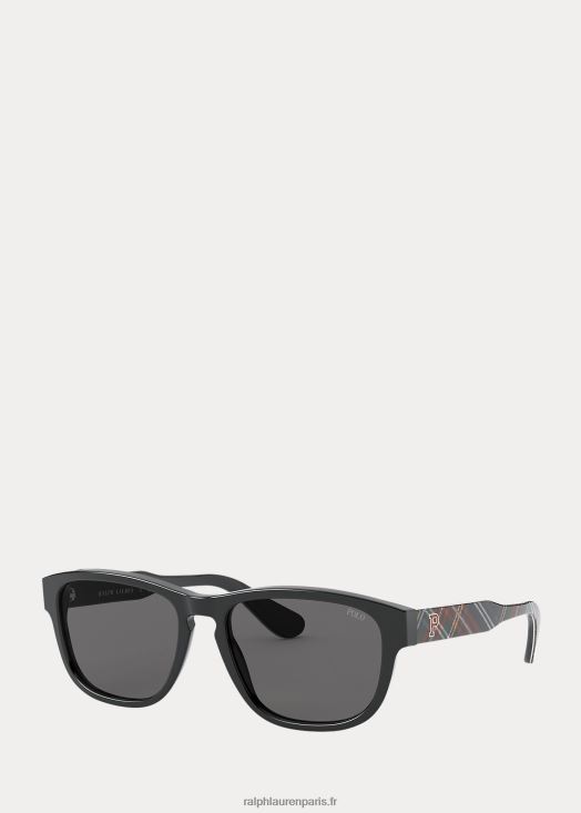 lunettes de soleil collégiales tartan 46T60T2784 Hommes Ralph Lauren noir brillant avec tartan