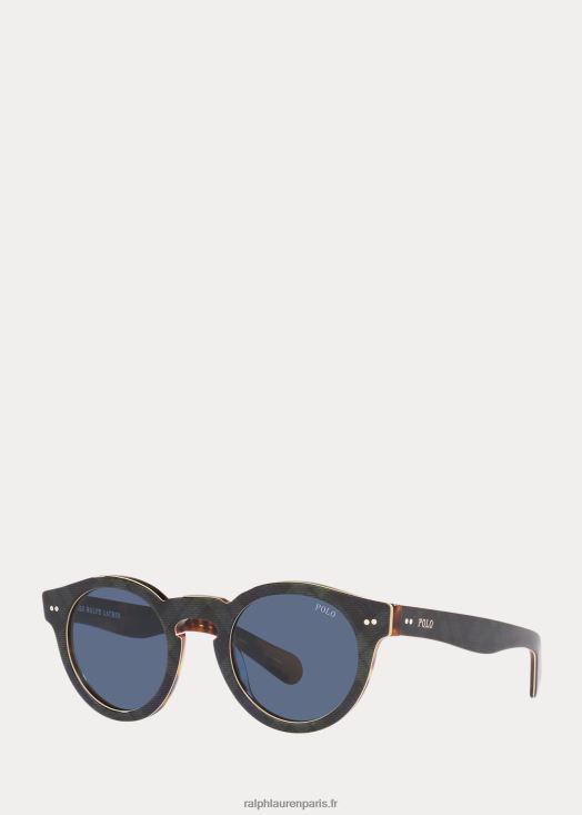 lunettes de soleil panto à carreaux 46T60T8755 Hommes Ralph Lauren montre noire brillante sur h