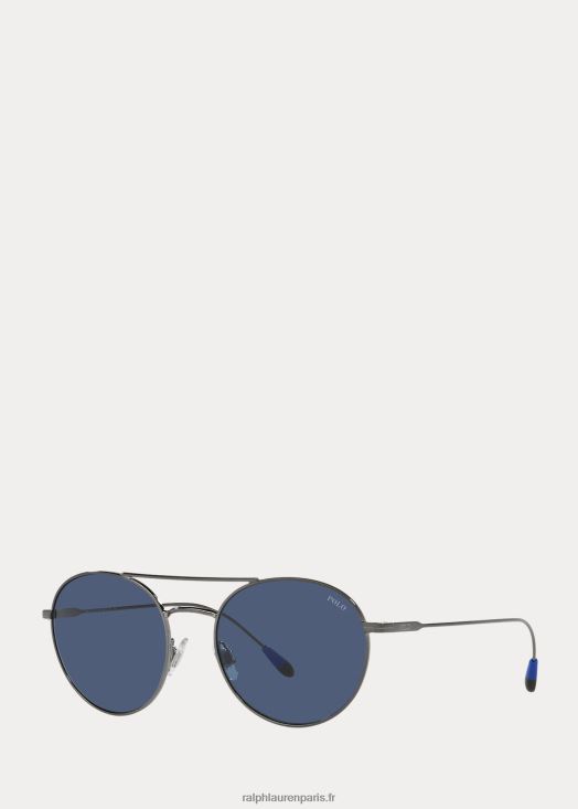 lunettes de soleil panto en métal 46T60T2238 Hommes Ralph Lauren bronze foncé brillant