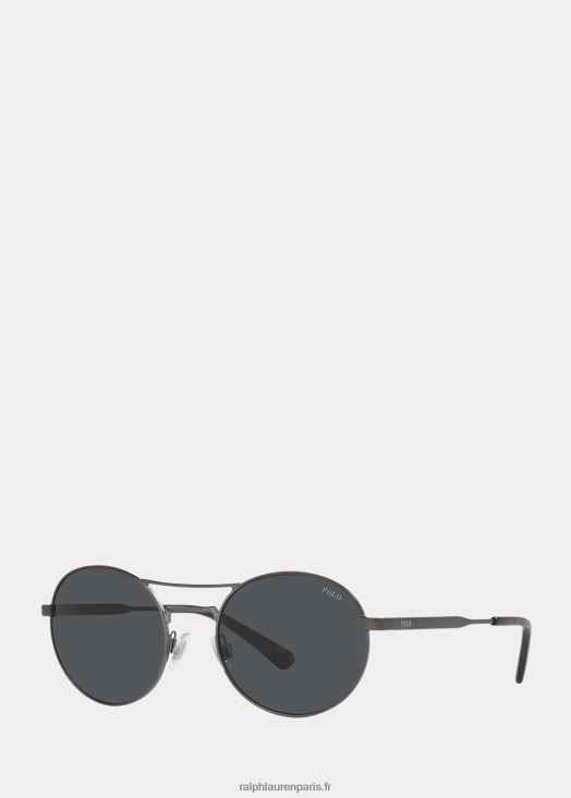lunettes de soleil rondes en métal 46T60T5567 Hommes Ralph Lauren bronze foncé semi-brillant