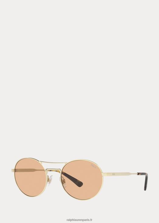 lunettes de soleil rondes en métal 46T60T5568 Hommes Ralph Lauren or pâle semi-brillant